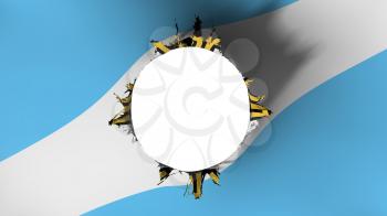 Hole cut in the flag of Madison city, capital of Wisconsin state, white background, 3d rendering