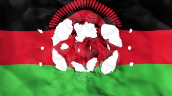 Holes in Malawi flag, white background, 3d rendering