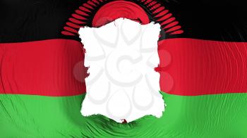 Square hole in the Malawi flag, white background, 3d rendering