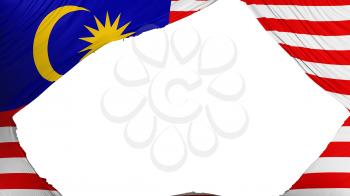 Divided Malaysia flag, white background, 3d rendering
