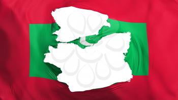 Tattered Maldives flag, white background, 3d rendering
