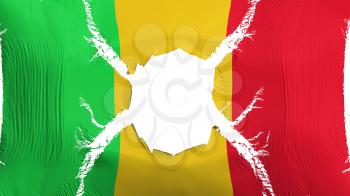 Mali flag with a hole, white background, 3d rendering