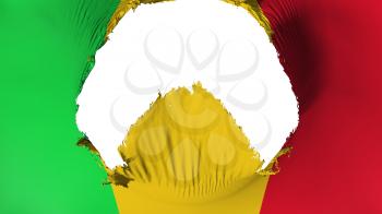 Big hole in Mali flag, white background, 3d rendering