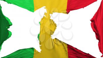 Destroyed Mali flag, white background, 3d rendering