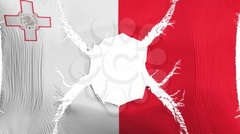 Malta flag with a hole, white background, 3d rendering
