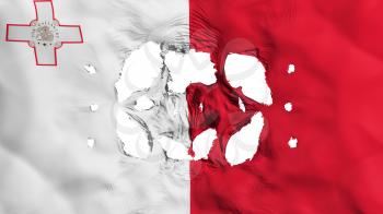 Holes in Malta flag, white background, 3d rendering