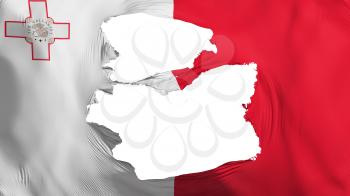 Tattered Malta flag, white background, 3d rendering