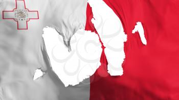 Ragged Malta flag, white background, 3d rendering