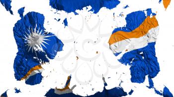 Scattered Marshall Islands flag, white background, 3d rendering