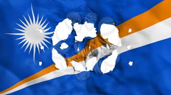 Holes in Marshall Islands flag, white background, 3d rendering