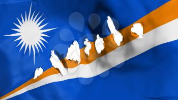 Marshall Islands flag perforated, bullet holes, white background, 3d rendering