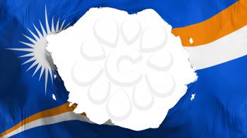 Broken Marshall Islands flag, white background, 3d rendering