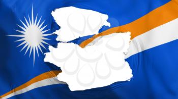 Tattered Marshall Islands flag, white background, 3d rendering