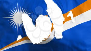 Ragged Marshall Islands flag, white background, 3d rendering