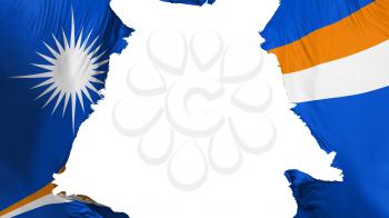 Marshall Islands flag ripped apart, white background, 3d rendering
