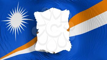 Square hole in the Marshall Islands flag, white background, 3d rendering