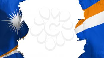 Blasted Marshall Islands flag, against white background, 3d rendering