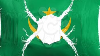 Mauritania flag with a hole, white background, 3d rendering