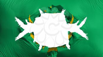 Mauritania flag with a big hole, white background, 3d rendering