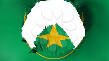 Big hole in Mauritania flag, white background, 3d rendering