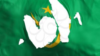 Ragged Mauritania flag, white background, 3d rendering