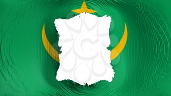 Square hole in the Mauritania flag, white background, 3d rendering