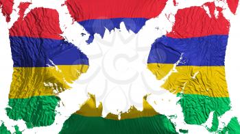 Mauritius torn flag fluttering in the wind, over white background, 3d rendering