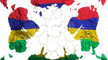 Scattered Mauritius flag, white background, 3d rendering