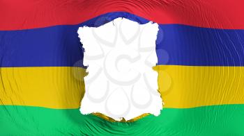 Square hole in the Mauritius flag, white background, 3d rendering