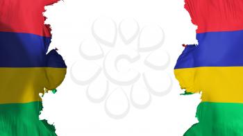 Blasted Mauritius flag, against white background, 3d rendering
