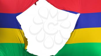 Cracked Mauritius flag, white background, 3d rendering