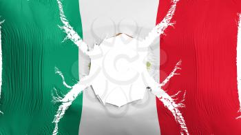 Mexico flag with a hole, white background, 3d rendering