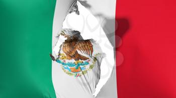 Damaged Mexico flag, white background, 3d rendering