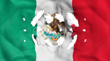 Mexico flag with a small holes, white background, 3d rendering