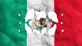 Holes in Mexico flag, white background, 3d rendering