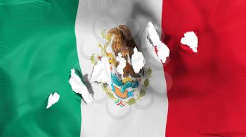 Mexico flag perforated, bullet holes, white background, 3d rendering