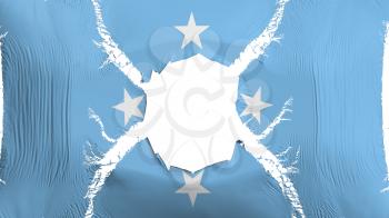 Micronesia flag with a hole, white background, 3d rendering