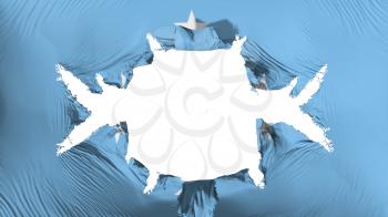 Micronesia flag with a big hole, white background, 3d rendering