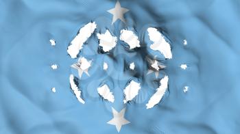 Micronesia flag with a small holes, white background, 3d rendering