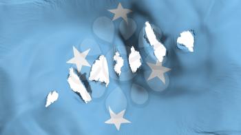 Micronesia flag perforated, bullet holes, white background, 3d rendering