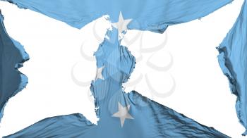 Destroyed Micronesia flag, white background, 3d rendering