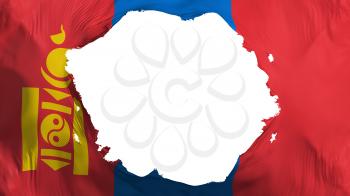 Broken Mongolia flag, white background, 3d rendering