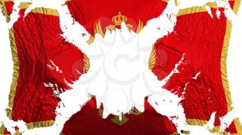 Montenegro torn flag fluttering in the wind, over white background, 3d rendering
