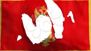 Ragged Montenegro flag, white background, 3d rendering