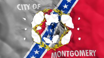 Holes in Montgomery city, capital of Alabama state flag, white background, 3d rendering