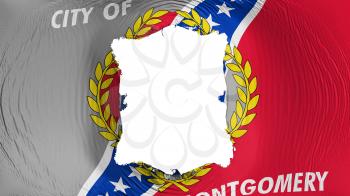 Square hole in the Montgomery city, capital of Alabama stateflag, white background, 3d rendering