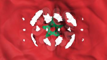 Morocco flag with a small holes, white background, 3d rendering