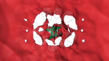 Holes in Morocco flag, white background, 3d rendering