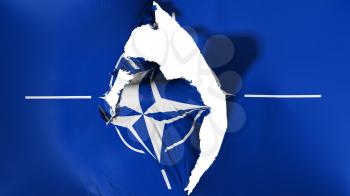 Damaged North Atlantic Treaty Organization flag, white background, 3d rendering