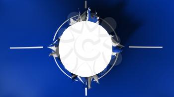 Hole cut in the flag of North Atlantic Treaty Organization, white background, 3d rendering